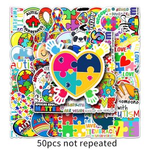 50PCS penjagaan autisme pelekat kalis air menggalakkan kartun penyayang slogan kreatif kanak-kanak hiasan mainan DIY pelekat