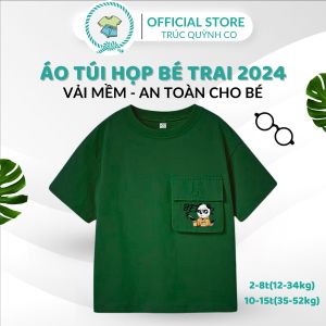 Áo Thun Panda Cute May túi hợp Phong Cách Hàn Quốc Trẻ Trung Năng Độngbé 12kg đến 52kg