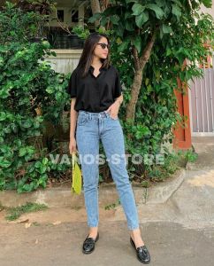 BOYFRIEND JEANS SNOW BLUE & BLACK/BOYFRIEND JEANS SNOW ACID
