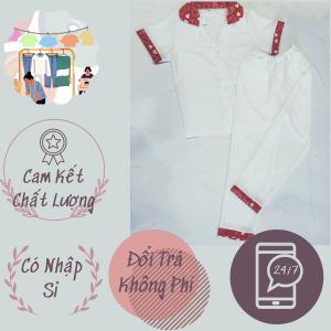 Đồ bộ ngủ Pyjama - Nam/Nữ - Xưởng may tại nhà - Trắng trơn Tay ngắn Quần Dài