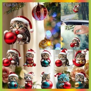 RUASA Cat Advent Calendar – 24 Days Christmas Countdown With Cute Kitten Ornaments Acrylic Cat Tree Pendants Holiday Decoration Gifts For Cat Lovers
