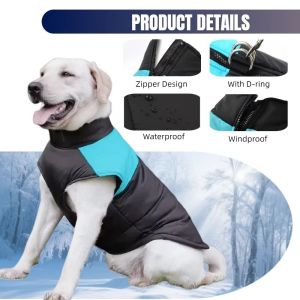 MINIMALUX Winter Dog Warm Clothes Thickened Windproof Dog Hiking Jacket Fashion With R-ing Dog Bodysuit for Small Medium Dog