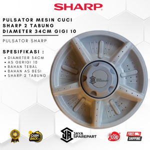 ES-t95CL | Pulsator Mesin Cuci SHARP ES-t95CL 2 Tabung Diameter 34cm gigi 10