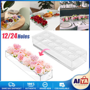 ★Same Day Shipping★ Clear Acrylic Flower Rectangular Vase Nordic Style Wedding Dinner Table Floral Centerpiece Flower Pot Low Desktop Home Decor LZC-Acrylic-Flower-Rack
