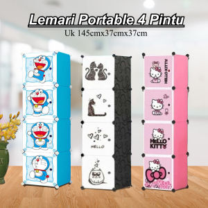 Lemari Pakaian Plastik 4 Susun Lemari Pakaian Portable Lemari Baju Lemari Minimalis Serbaguna