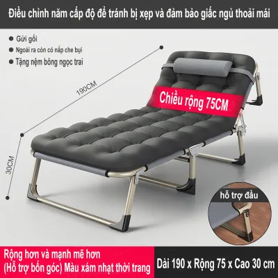 BMZAR giường gấp gọn ghế ngủ văn phòng gấp gọn có gối đầu khung hợp kim chịu lực cao cấp Có thể chịu được 200KG