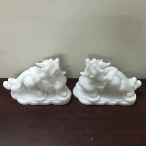 Cặp tỳ hưu phong thủy đá tự nhiên dài 37 cm nặng 20 kg chế tác thủ công từ cục đá thật khai thác tại Việt Mam