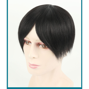 Fine Cutting 3 #   Net Silk Top Full Mono Base 100% Human Hair No knots Black Natural Looking Straight Wig Remy Human Natural Hair Men Toupee Invisible Knots Silk Base
