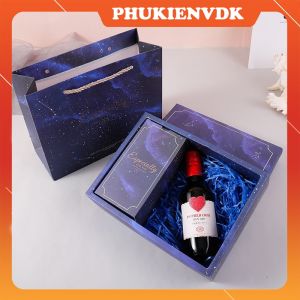 Hộp quà tặng tự gấp hộp quà cưới màu xanh dương sang trọng