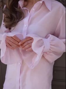 Wolfeel 2026 Autumn New Womens Commuting Long Sleeve Shirt Button Down Office Blouse Loose Casual Shirt2026