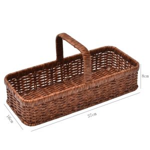 MUSCLEX Hình chữ nhật. Giỏ đựng đồ Cấu trúc dệt Mây nhựa Giỏ đựng lẩu Di động Có tay cầm Giỏ đựng đồ ăn Dành cho nhà hàng