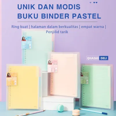 Vivid Lose Leaf Binder Deli Binder A5/B5 60 Halaman Warna Pastel Binder Kampus Untuk Sekolah Kantor ATK QHB560 QHA560