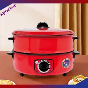 Sporter Electric Caldron Red Electric Frying Pan Steaming Boiling Stewing Multifunctional Electric Chafing Dish