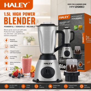 HALEY HY-2980 1.5L High Power Blender 1200W 5-Speed with Pulse Ice Crushing
