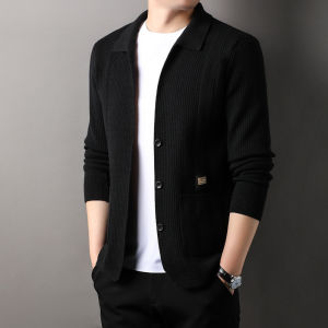 IELGY Knitwear Mens Cardigan Sweater Spring and Autumn Casual Top Solid Color Jacket