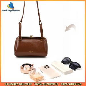 Vktech Women Girls Crossbody Bag in PU Leather with Adjustable Strap and Trendy Pillow Barrel Style