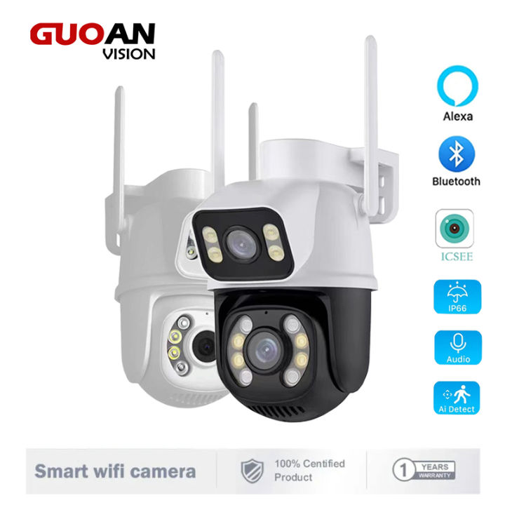 Guoanvision Cctv Camera 8mp Ptz 2k Dual Lens Outdoor Night Vision 