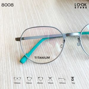 กรอบแว่นสายตา รุ่น 8008 เนื้อไทเทเนียม เบาทน ไร้สกรู ทรงสวยหรู