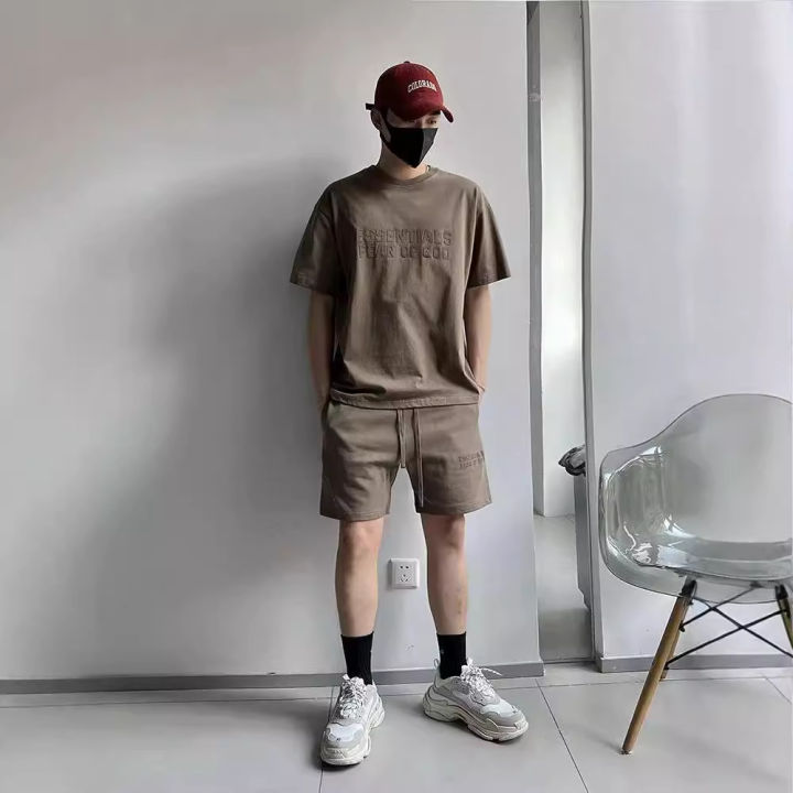 Authentic%20imported%20New%20style%20Double%20Thread%20ESSENTIALS%20Flocking%20Short%20Sleeve%20T-shirt%20Pure%20Cotton%20Loose%20Men's%20And%20Women's%20Fear%20Of%20God%20Couple%20Bottoming%20Shirt%20Trend%20Versatile%20-%20Image%203