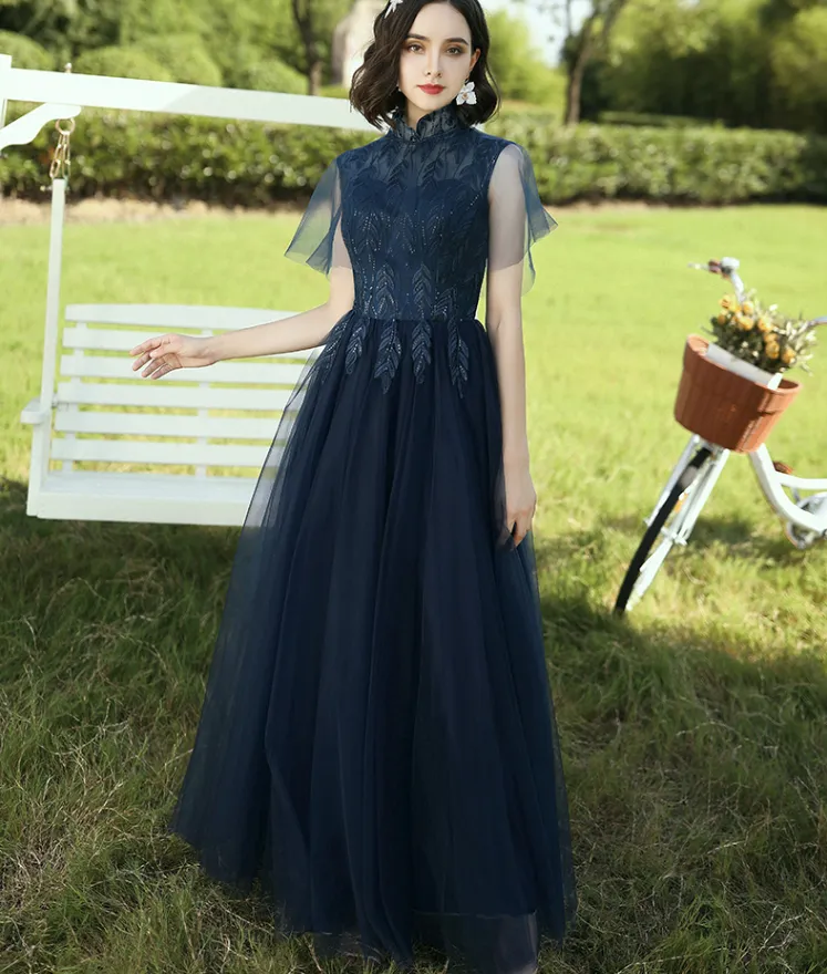 navy blue fairy dress Navy Blue Tulle Spaghetti Straps Short Prom Dresses, A-line Fairy New –  bridalsew