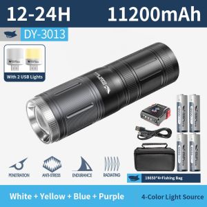 SmilingShark DY-3013 Fishing Outdoor Light Flashlight LED Torch Light White Purple Blue Yellow 4 Gear Lighting 18650 USB Rechargeable Zoom Long Shot Fishing Lamp Lampu Long Battery Life Fishing Special Lights Fishing Bracket Fish Farm Camping Light