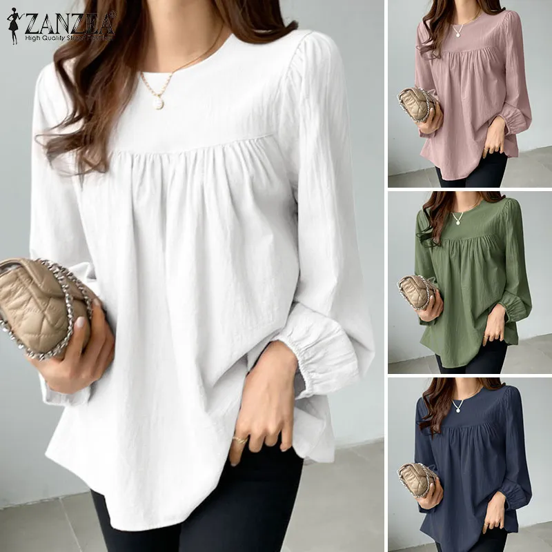 ZANZEA Women Vintage Long Sleeve Square Neck Shirt Tee Cocktail