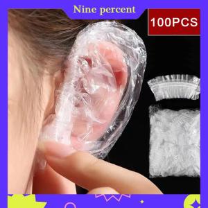 Nine percent 100pcs dùng một lần earmuff stransparent không thấm nước earmuffs Thuốc nhuộm tóc Perm màu nhựa earmuffs