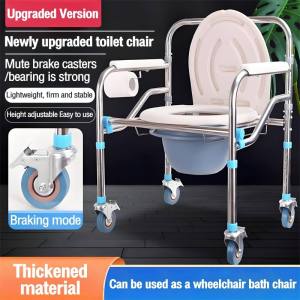 Herder bedpan Folding Bedside Commode Chair-Stainless Steel Elderly Toilet Chair with Commode Bucket Height Adjustable Toilet Stool for Pregnant Women And Disabled Bathroom