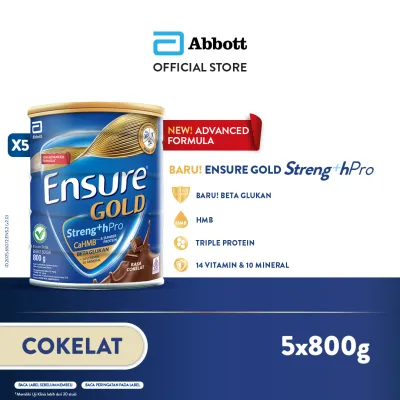 Ensure GOLD StrengthPro Cokelat 5x800gr - Nutrisi Dewasa Rendah Laktosa