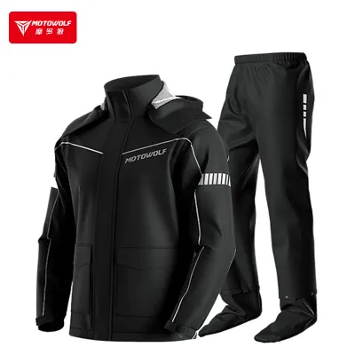 MOTOWOLF Motorcycle Rainsuit Waterproof Split Raincoat Suit Cycling Motorbike Jacket and Pants Lightweight Foldable Windproof Reflective