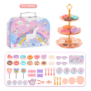 46Pcs/48pcs Kids Tea Set for Little Girls Interactive Pretend Party Tea Set Toy Princess Tea Time Kids Kitchen Pretend Play for Girls Boys Age 3-6