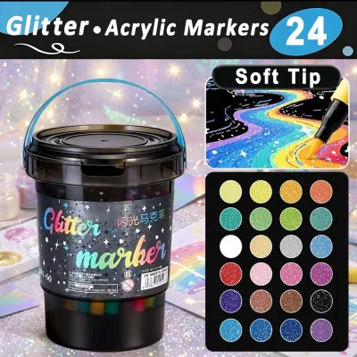 120Colors Acrylic Markers Glitter Drawing Color Pen Set Metallic Outline Marker Pens Art Painting