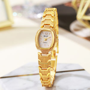 Fashionable womens watch niche gold barrel-shaped quartz watch for women