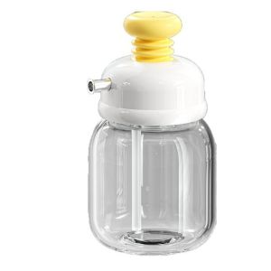 Keranixy Press Oil Bottle Glass Soy Sauce Vinegar Dispenser Quantitative Control Seasoning Container Botol Minyak