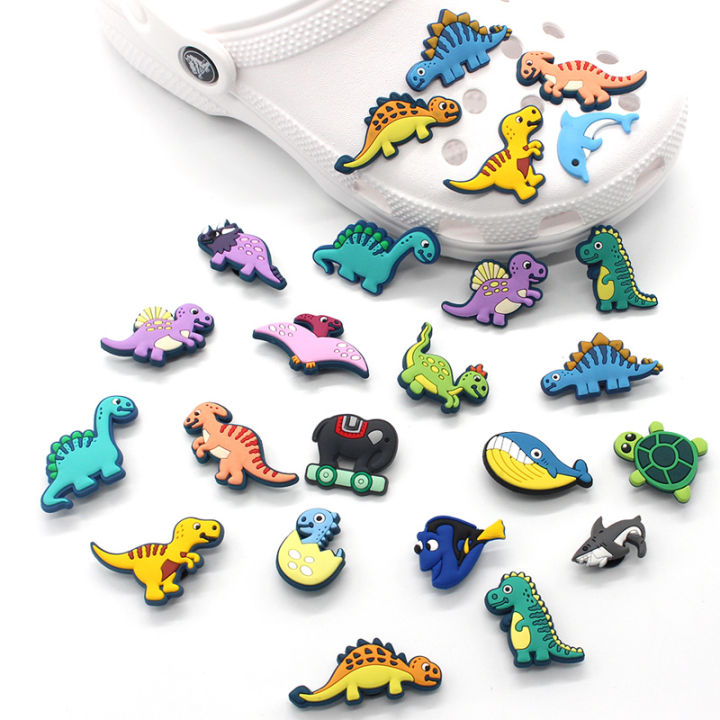 Cute 1PCS Jibbitz Dinosaur Animal Cartoon Crocs Series PVC Shoe Charms Buckle decorate DIY Sandals Accessories For boys girls kids Adults X mas Party Lovely Gifts Lazada