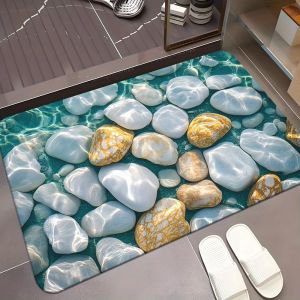 【12H Ship Local Delivery】40x60CM Goose Stone cobblestone Bathroom Kitchen Floor Anti-slip Mat Rug Absorbent Quick-Drying Non-Slip Bath Mat Sunny Beach Pebble Marble Stripe Non-Slip Mat Toilet Carpet Floor Mat Diatom Mud Absorbent Pad