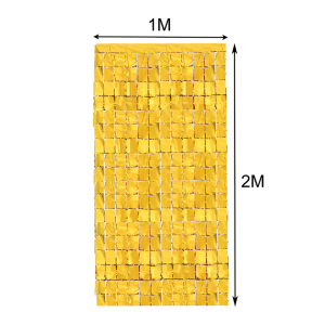 Tirai Foil Kotak Metalik 1x2 Meter Dekorasi Ulang Tahun Backdrop Party Square Rumbai Curtain D5003