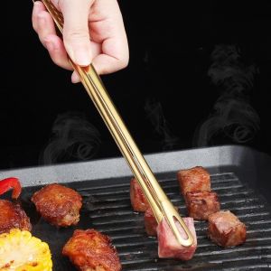 304 Stainless Steel Barbecue Clips Korean Barbecue Clips Steak Clips Golden Buffet Barbecue Clips Non-Slip Multifunctional Kitchen Tools Kitchen Useful Cooking Utensils