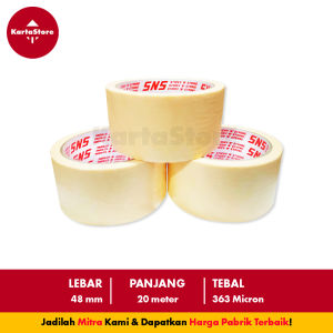 LAKBAN KERTAS / MASKING TAPE 2 inch ( 48 MM x 20 METER ) SNS STICKY N STRONG