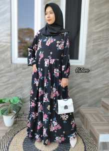 gamis wanita dewasa simpel | Dress Daily Motif Bunga Felita Rayon premium | Homeydress Remaja Rayon Premium
