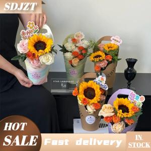 SDJZT 5Pcs Không Thấm Nước Hộp Hoa Dày Bó Hoa Túi Xách Hoa Bao Bì Hộp Chống Xước Kraft Giấy Túi Xách Cho Đảng Lễ Hội