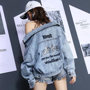 Denim Jacket for Women Long Sleeve Korean Loose Spring Autumn New Embroidered Solid Color Short Denim Jacket Tops