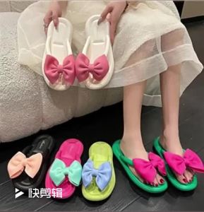 [Free Shipping] WomenS Bowknot Sandals For Summer New Style For Seaside And Beach Ins Vacation Floral Versatile Non-Slip Flat Flip-Flops