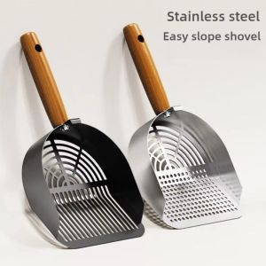 DEQIX ด้ามไม้ยาว ที่ตักทรายแมว ฟองน้ำ พร้อมรูแขวน ที่ตักขยะสัตว์เลี้ยง ป้องกันสนิม ถอดออกได้ ที่เก็บขยะในห้องน้ำ สำหรับทรายเต้าหู้