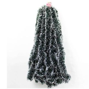 2M Xmas Tree Wrapping Ribbon Ornaments / DIY Party Supplies / Snowy Green Tinsel Garland for Indoor Window Decor / Xmas House Window Ceiling Decor / Imitation Plants Hanging Decor