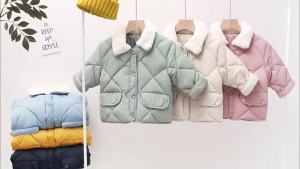 2026 New Winter Childrens Warm Cotton Jackets Rabbit Fur Collar Coats Baby Short Quilted Jacket Kids Clothes Girl Boy Outerwear2026