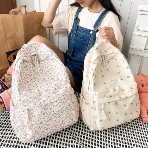 MKEB Embroidery Floral Backpack Korean Style Large Capacity Students School Bag Gift Travel Bag Floral Shoulder Bag Outdoor