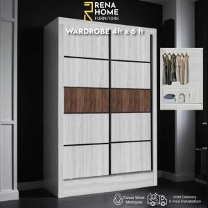 [FREE INSTALLATION] 4x6 Wardrobe | 4ft x 6ft Sliding Door Wardrobe | Multipurpose Cabinet | Bedroom Set | Storage Cabinet | Big Cupboard