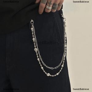 [COD] SweetBabiese Tinh Tế Sang Trọng Chéo Mặt Dây Chuyền Giả Ngọc Trai Quần Chuỗi Cho Nam Giới Punk Quần Chuỗi Hip Hop Quần Jean Chuỗi Phụ Kiện Quần Áo