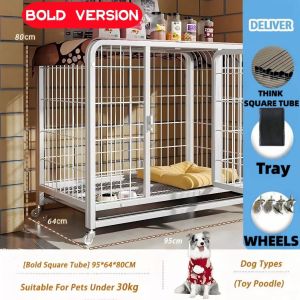 High Cost Effective Sturdy Heavy Duty Dog Cage Steel Cage With Poop Tray And Wheels Square Tube Cage